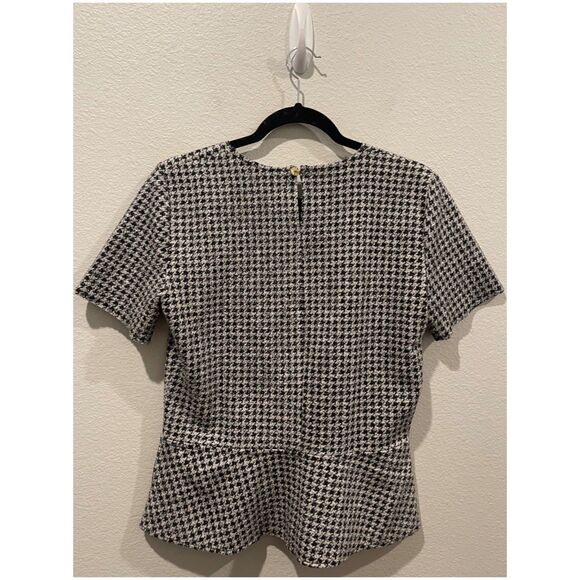 ZARA Black White Checkered Short Sleeve Top - Picture 4 of 5